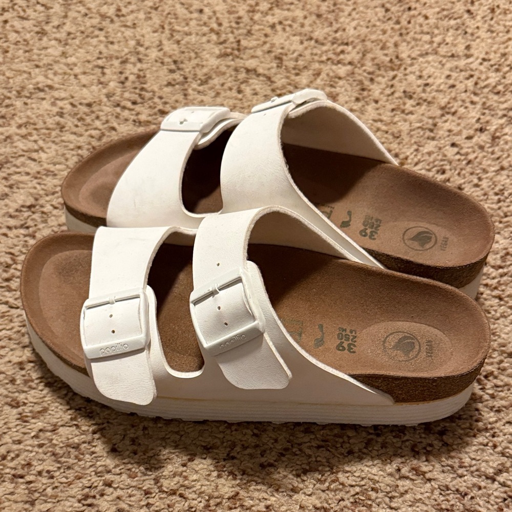White Dual Buckle Birkenstock Papillio Sandals